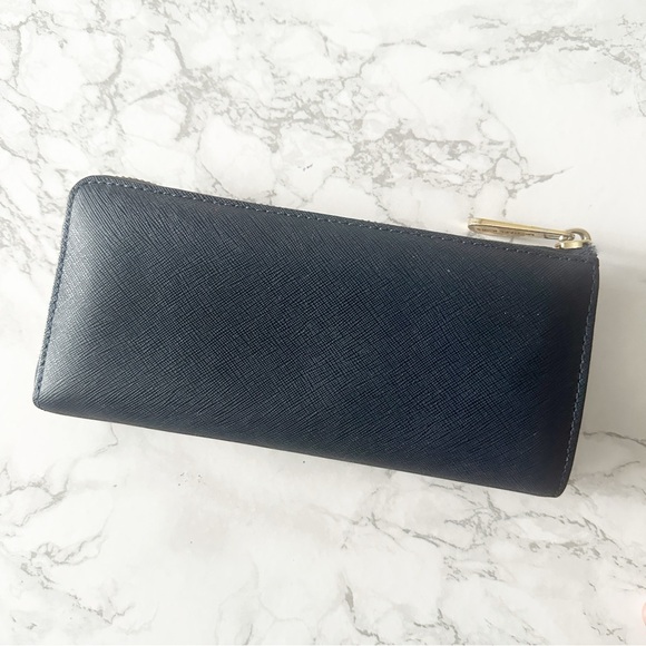 20. MICHAEL Michael Kors Navy Saffiano Leather L Zip Accordion Women’s Wallet - Picture 9 of 13